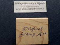 Houten stempel met tekst Original Stamp Art OP=OP